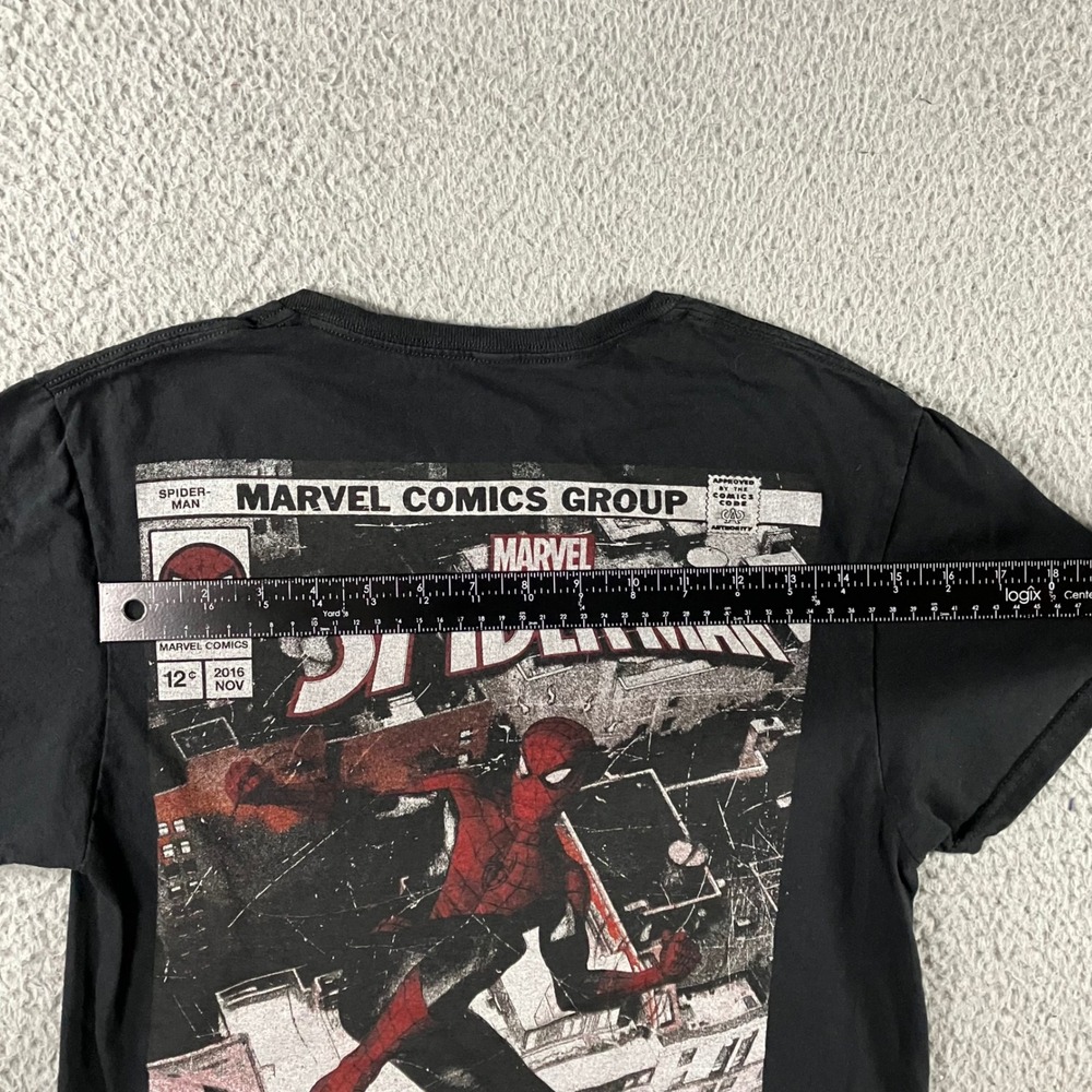 Marvel T-Shirt Men S Black S/S Logo Graphic Tee Spiderman C-Life Gorpcore Retro - Picture 5 of 6